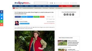 
                            6. I'm A Celeb fans furious after Anne Hegerty is voted to take part in the ...