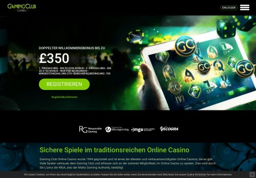 
                            1. Im Gaming Club Online Casino erwarten Sie 350 € GRATIS!