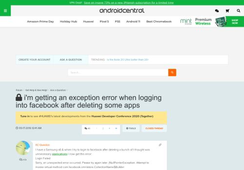 
                            6. i'm getting an exception error when logging into facebook after ...