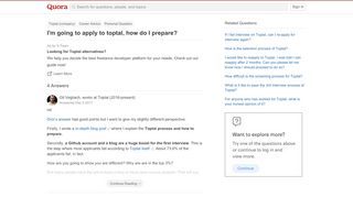 
                            5. I'm going to apply to toptal, how do I prepare? - Quora