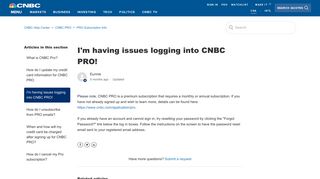 
                            7. I'm having issues logging into CNBC PRO! – CNBC Help Center