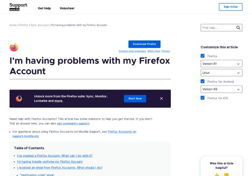 
                            9. I'm having problems with my Firefox Account | Mozilla Support