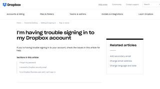 
                            9. I'm having trouble signing in to my Dropbox account – Dropbox Help