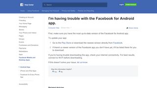 
                            1. I'm having trouble with the Facebook for Android app. | Facebook Help ...