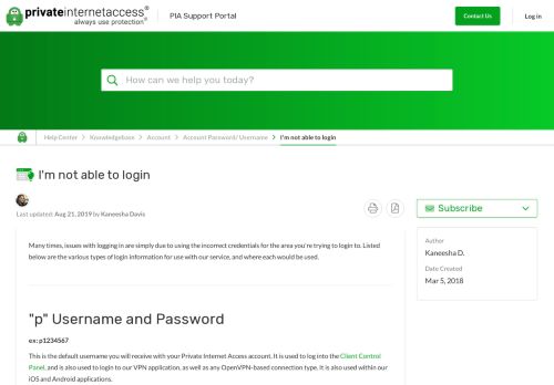 
                            8. I'm not able to login - Private Internet Access