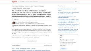 
                            13. I'm over half way done with my Java course on sololearn, ...