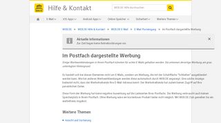 
                            2. Im Postfach dargestellte Werbung - WEB.DE Hilfe