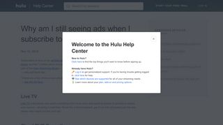 
                            8. I'm seeing ads even with the Hulu (No Ads) plan - Hulu Help