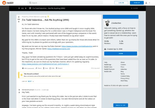 
                            8. I'm Todd Valentine... Ask Me Anything (AMA) : seduction - Reddit