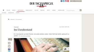 
                            9. Im Unruhestand - Wirtschaft - Tagesspiegel