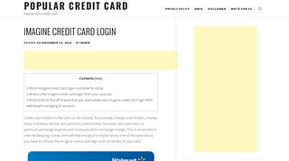 
                            3. Imagine credit card login - Popular Credit Card