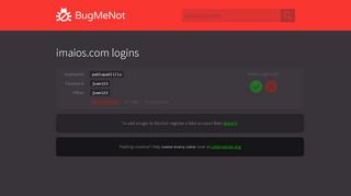 
                            7. imaios.com passwords - BugMeNot