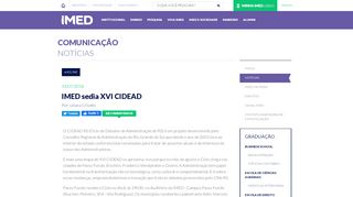 
                            9. IMED - Comunicação - Notícias - IMED sedia XVI CIDEAD