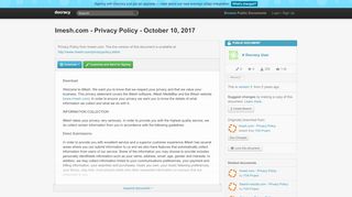 
                            12. Imesh.com - Privacy Policy - October 10, 2017 - Docracy