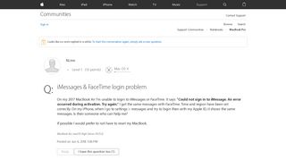 
                            4. iMessages & FaceTime login problem - Apple Community