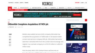 
                            7. IMImobile Completes Acquisition Of WIN plc | VCCircle