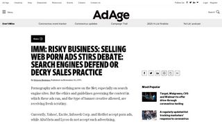 
                            11. IMM: RISKY BUSINESS: SELLING WEB PORN ADS STIRS DEBATE ...