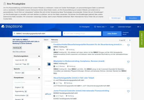
                            12. IMMAC Verwaltungsgesellschaft mbH Jobs in Hamburg - Stepstone