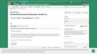 
                            13. Immatrikulationsbescheinigungen, StudIP etc... - Forum - Studis Online