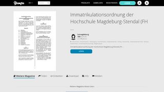 
                            12. Immatrikulationsordnung der Hochschule Magdeburg-Stendal (FH ...