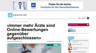 
                            10. «Immer mehr Ärzte sind Online-Bewertungen gegenüber ... - Medinside