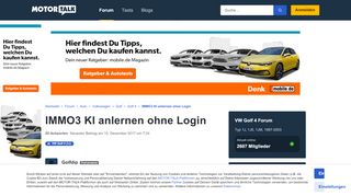 
                            1. IMMO3 KI anlernen ohne Login : VW Golf 4 - Motor-Talk