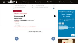 
                            6. Immoment definition and meaning | Collins English Dictionary