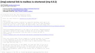 
                            12. [imp] external link to mailbox is shortened (imp 6.0.2) - Mailing Lists