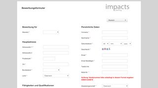 
                            2. impacts Cateringsolutions GmbH | Bewerbungsformular