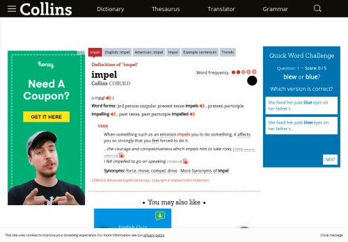 
                            12. Impel definition and meaning | Collins English Dictionary