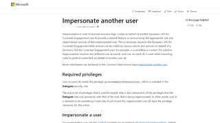 
                            7. Impersonate another user (Developer Guide for Dynamics 365 for ...