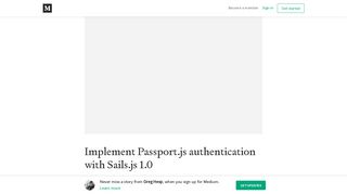 
                            3. Implement Passport.js authentication with Sails.js 1.0 - Medium