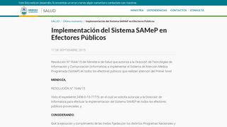 
                            4. Implementación del Sistema SAMeP en Efectores Públicos : SALUD