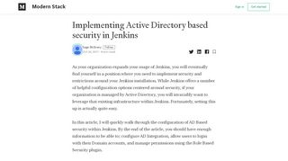 
                            13. Implementing Active Directory based security in Jenkins - Medium