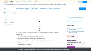 
                            9. Implementing CodePush for ReactNative with Emulator - Stack Overflow