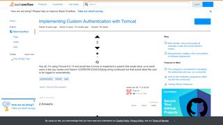 
                            5. Implementing Custom Authentication with Tomcat - Stack Overflow