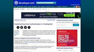 
                            5. Implementing User Authentication in CodeIgniter - Developer.com