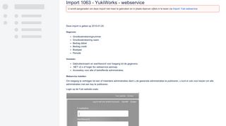 
                            10. Import 1063 - YukiWorks - webservice - Documentatie - Wiki - Atlassian
