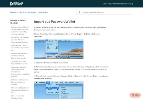 
                            7. Import aus PasswordWallet – Dashlane