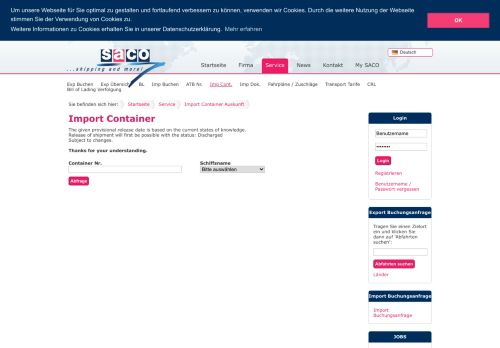 
                            2. Import Container - SACO Shipping GmbH