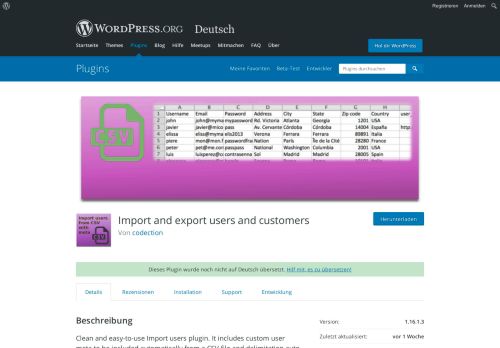 
                            2. Import users from CSV with meta | WordPress.org