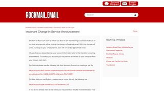 
                            5. Important Change In Service Announcement – RockMail Support