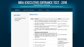 
                            12. Important Dates - MBA (Executive) Entrance Test - 2018 - Panjab ...