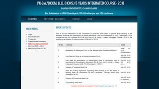 Important Dates - PU-BA/B.Com. LL.B. (Hons.) 5 Years Integrated ...