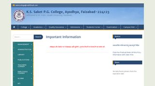 
                            2. Important Information – K.S. Saket P.G. College, Ayodhya, Faizabad ...