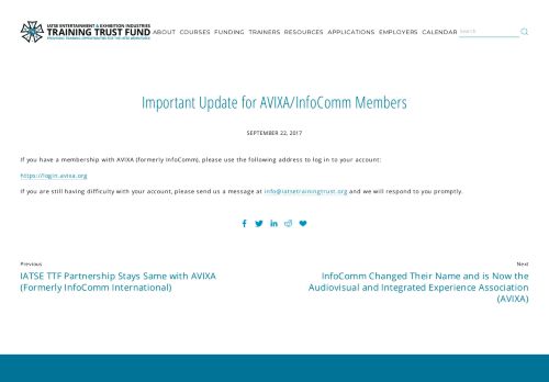 
                            7. Important Update for AVIXA/InfoComm Members — IATSE ...