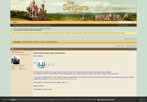
                            12. [Important] Uplay Login Information - The Settlers Online