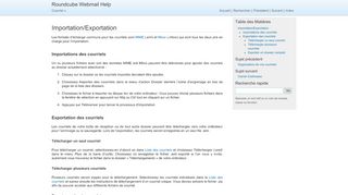 
                            12. Importation/Exportation — documentation Roundcube Webmail Help 1.0