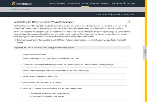 
                            11. Importieren der Password Manager-Daten - Norton Support