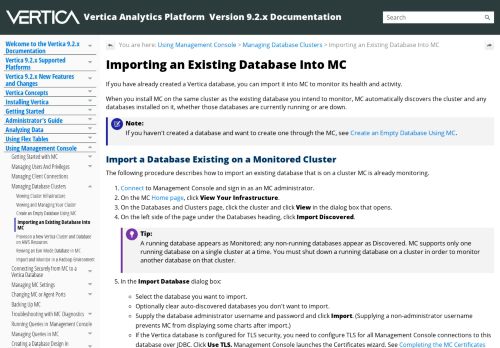 
                            5. Importing an Existing Database Into MC - Vertica